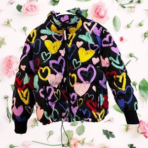 Wild Fable Heart Print Puffer Jacket Size L